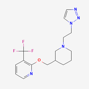 molecular formula C16H20F3N5O B2383797 2-[[1-[2-(Triazol-1-yl)ethyl]piperidin-3-yl]methoxy]-3-(trifluoromethyl)pyridine CAS No. 2379976-88-0