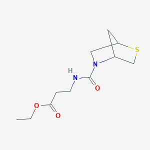 molecular formula C11H18N2O3S B2383800 Ethyl 3-(2-thia-5-azabicyclo[2.2.1]heptane-5-carboxamido)propanoate CAS No. 2034209-16-8