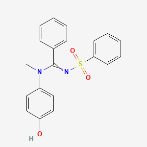 molecular formula C20H18N2O3S B2383804 N-(4-hydroxyphenyl)-N-methyl-N'-(phenylsulfonyl)benzimidamide CAS No. 301194-87-6