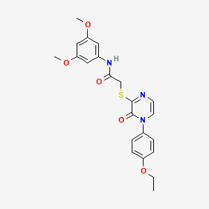 molecular formula C22H23N3O5S B2383813 N-(3,5-二甲氧基苯基)-2-((4-(4-乙氧基苯基)-3-氧代-3,4-二氢吡嗪-2-基)硫代)乙酰胺 CAS No. 899759-54-7