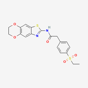 molecular formula C19H18N2O5S2 B2383816 N-(6,7-二氢-[1,4]二噁英[2,3-f][1,3]苯并噻唑-2-基)-2-(4-乙基磺酰基苯基)乙酰胺 CAS No. 941972-52-7