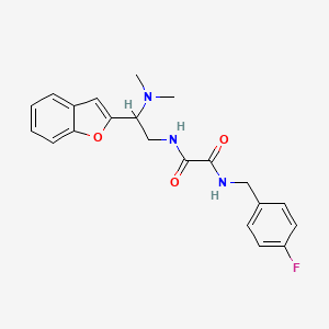 molecular formula C21H22FN3O3 B2383826 N1-(2-(苯并呋喃-2-基)-2-(二甲氨基)乙基)-N2-(4-氟苄基)草酰胺 CAS No. 2034311-59-4