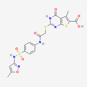 5-Methyl-2-({2-[(4-{[(5-methyl-3-isoxazolyl)amino]sulfonyl}phenyl)amino]-2-oxoethyl}thio)-4-oxo-3,4-dihydrothieno[2,3-d]pyrimidine-6-carboxylic acid