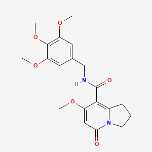 molecular formula C20H24N2O6 B2383847 7-methoxy-5-oxo-N-[(3,4,5-trimethoxyphenyl)methyl]-1,2,3,5-tetrahydroindolizine-8-carboxamide CAS No. 2034513-90-9