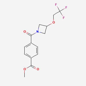 molecular formula C14H14F3NO4 B2383855 4-(3-(2,2,2-三氟乙氧基)氮杂环丁烷-1-羰基)苯甲酸甲酯 CAS No. 2034246-17-6