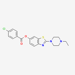 molecular formula C20H20ClN3O2S B2383877 2-(4-Ethylpiperazin-1-yl)benzo[d]thiazol-6-yl 4-chlorobenzoate CAS No. 953168-66-6