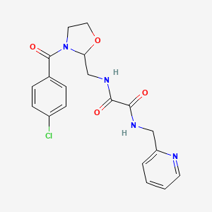 molecular formula C19H19ClN4O4 B2383886 N1-((3-(4-chlorobenzoyl)oxazolidin-2-yl)methyl)-N2-(pyridin-2-ylmethyl)oxalamide CAS No. 874805-09-1