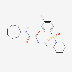 molecular formula C22H32FN3O4S B2383902 N1-cycloheptyl-N2-(2-(1-((4-fluorophenyl)sulfonyl)piperidin-2-yl)ethyl)oxalamide CAS No. 898415-22-0