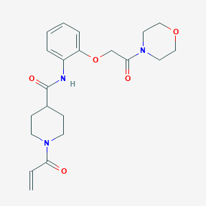 molecular formula C21H27N3O5 B2383904 N-[2-(2-Morpholin-4-yl-2-oxoethoxy)phenyl]-1-prop-2-enoylpiperidine-4-carboxamide CAS No. 2361876-48-2