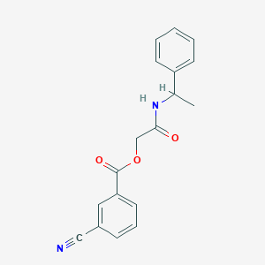 molecular formula C18H16N2O3 B2383908 3-氰基苯甲酸2-氧代-2-（（1-苯乙基）氨基）乙酯 CAS No. 1007927-53-8