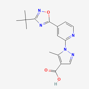 molecular formula C16H17N5O3 B2383911 1-[4-(3-叔丁基-1,2,4-恶二唑-5-基)吡啶-2-基]-5-甲基-1H-吡唑-4-羧酸 CAS No. 1338665-78-3