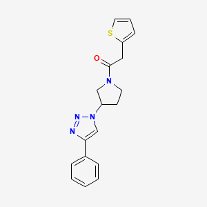 molecular formula C18H18N4OS B2383912 1-(3-(4-苯基-1H-1,2,3-三唑-1-基)吡咯烷-1-基)-2-(噻吩-2-基)乙酮 CAS No. 2034618-35-2