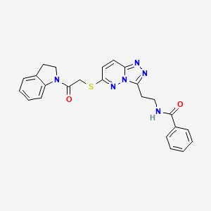 molecular formula C24H22N6O2S B2383917 N-(2-(6-((2-(indolin-1-yl)-2-oxoethyl)thio)-[1,2,4]triazolo[4,3-b]pyridazin-3-yl)ethyl)benzamide CAS No. 872988-31-3