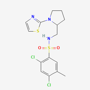2,4-dichloro-5-methyl-N-((1-(thiazol-2-yl)pyrrolidin-2-yl)methyl)benzenesulfonamide