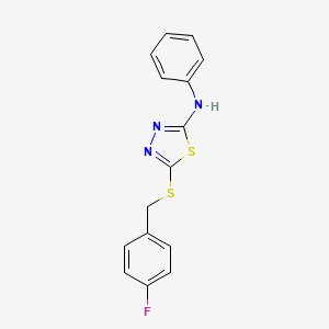 molecular formula C15H12FN3S2 B2383926 N-{5-[(4-fluorobenzyl)sulfanyl]-1,3,4-thiadiazol-2-yl}-N-phenylamine CAS No. 866041-99-8