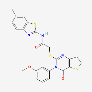 molecular formula C23H20N4O3S3 B2383957 2-((3-(3-methoxyphenyl)-4-oxo-3,4,6,7-tetrahydrothieno[3,2-d]pyrimidin-2-yl)thio)-N-(6-methylbenzo[d]thiazol-2-yl)acetamide CAS No. 877655-65-7