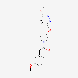 molecular formula C18H21N3O4 B2383959 2-(3-Methoxyphenyl)-1-(3-((6-methoxypyridazin-3-yl)oxy)pyrrolidin-1-yl)ethanone CAS No. 2034502-82-2