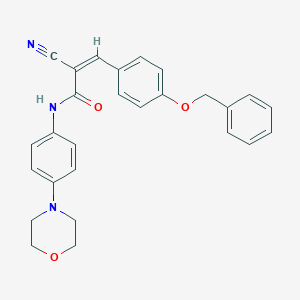molecular formula C27H25N3O3 B2383971 (Z)-2-Cyano-N-(4-morpholin-4-ylphenyl)-3-(4-phenylmethoxyphenyl)prop-2-enamide CAS No. 764691-20-5