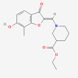 (Z)-ethyl 1-((6-hydroxy-7-methyl-3-oxobenzofuran-2(3H)-ylidene)methyl)piperidine-3-carboxylate