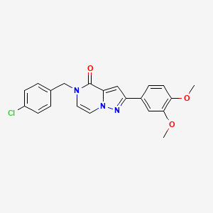 molecular formula C21H18ClN3O3 B2383979 5-(4-chlorobenzyl)-2-(3,4-dimethoxyphenyl)pyrazolo[1,5-a]pyrazin-4(5H)-one CAS No. 1326845-05-9