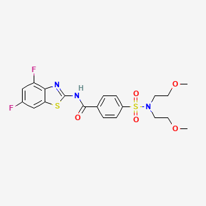 molecular formula C20H21F2N3O5S2 B2383986 4-[bis(2-methoxyethyl)sulfamoyl]-N-(4,6-difluoro-1,3-benzothiazol-2-yl)benzamide CAS No. 862807-17-8