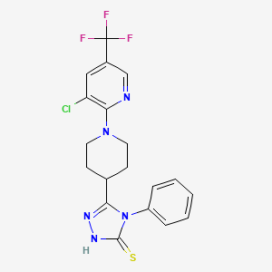 molecular formula C19H17ClF3N5S B2383987 5-{1-[3-氯-5-(三氟甲基)-2-吡啶基]-4-哌啶基}-4-苯基-4H-1,2,4-三唑-3-硫醇 CAS No. 338397-26-5