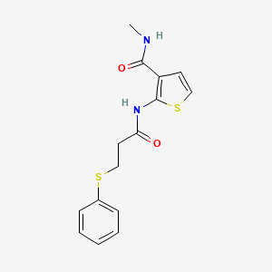 molecular formula C15H16N2O2S2 B2383988 N-甲基-2-(3-(苯硫基)丙酰胺)噻吩-3-甲酰胺 CAS No. 868965-86-0