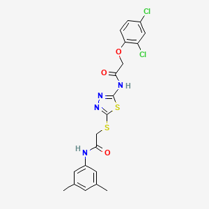 molecular formula C20H18Cl2N4O3S2 B2383990 2-(2,4-dichlorophenoxy)-N-(5-((2-((3,5-dimethylphenyl)amino)-2-oxoethyl)thio)-1,3,4-thiadiazol-2-yl)acetamide CAS No. 392296-15-0
