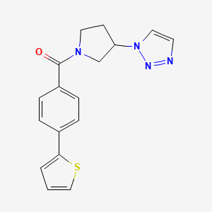 molecular formula C17H16N4OS B2383994 (3-(1H-1,2,3-三唑-1-基)吡咯烷-1-基)(4-(噻吩-2-基)苯基)甲酮 CAS No. 1795304-49-2