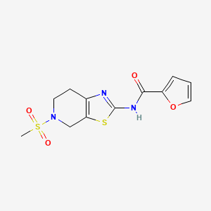 molecular formula C12H13N3O4S2 B2383996 N-(5-(methylsulfonyl)-4,5,6,7-tetrahydrothiazolo[5,4-c]pyridin-2-yl)furan-2-carboxamide CAS No. 1351635-52-3