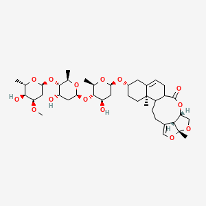 molecular formula C40H60O14 B2384006 (5R,8S,16S,19R,22R)-8-[(2R,4R,5S,6R)-4-Hydroxy-5-[(2S,4S,5S,6R)-4-hydroxy-5-[(2S,4R,5S,6S)-5-hydroxy-4-methoxy-6-methyloxan-2-yl]oxy-6-methyloxan-2-yl]oxy-6-methyloxan-2-yl]oxy-5,19-dimethyl-15,18,20-trioxapentacyclo[14.5.1.04,13.05,10.019,22]docosa-1(21),10-dien-14-one CAS No. 1021362-93-5