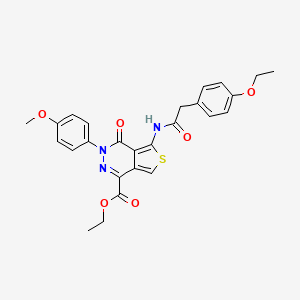 molecular formula C26H25N3O6S B2384011 5-(2-(4-乙氧基苯基)乙酰氨基)-3-(4-甲氧基苯基)-4-氧代-3,4-二氢噻吩并[3,4-d]嘧啶-1-羧酸乙酯 CAS No. 851952-39-1
