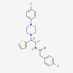 molecular formula C25H27ClFN3OS B2384017 2-(4-chlorophenyl)-N-{1-[4-(4-fluorophenyl)piperazin-1-yl]-1-(thiophen-2-yl)propan-2-yl}acetamide CAS No. 1321815-18-2
