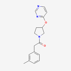 molecular formula C17H19N3O2 B2384020 1-(3-(Pyrimidin-4-yloxy)pyrrolidin-1-yl)-2-(m-tolyl)ethanone CAS No. 2034396-00-2