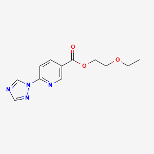 molecular formula C12H14N4O3 B2384027 2-ethoxyethyl 6-(1H-1,2,4-triazol-1-yl)nicotinate CAS No. 400079-10-9