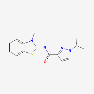molecular formula C15H16N4OS B2384029 (E)-1-isopropyl-N-(3-methylbenzo[d]thiazol-2(3H)-ylidene)-1H-pyrazole-3-carboxamide CAS No. 1203439-98-8