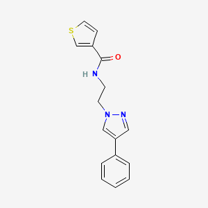 molecular formula C16H15N3OS B2384031 N-(2-(4-phenyl-1H-pyrazol-1-yl)ethyl)thiophene-3-carboxamide CAS No. 2034417-66-6