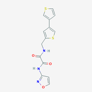 molecular formula C14H11N3O3S2 B2384041 N'-(1,2-Oxazol-3-yl)-N-[(4-thiophen-3-ylthiophen-2-yl)methyl]oxamide CAS No. 2380042-75-9