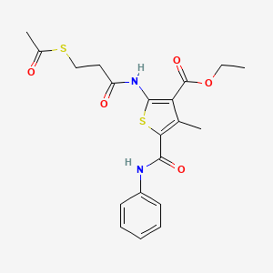 molecular formula C20H22N2O5S2 B2384045 乙基2-{[3-(乙酰硫代)丙酰]氨基}-4-甲基-5-(苯甲酰氨基)噻吩-3-羧酸酯 CAS No. 312497-64-6