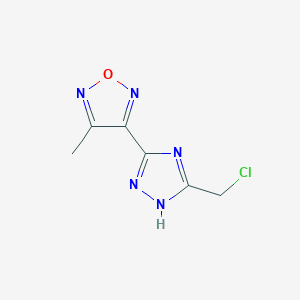 molecular formula C6H6ClN5O B2384046 3-[5-(chloromethyl)-1H-1,2,4-triazol-3-yl]-4-methyl-1,2,5-oxadiazole CAS No. 890095-43-9