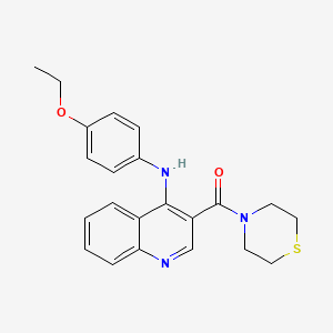 molecular formula C22H23N3O2S B2384056 (4-((4-埃ток西苯基)氨基)喹啉-3-基)(硫代吗啉)甲酮 CAS No. 1359394-47-0