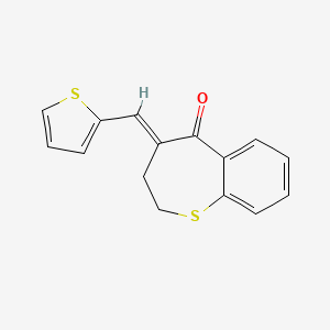 molecular formula C15H12OS2 B2384060 4-[(E)-2-thienylmethylidene]-3,4-dihydro-1-benzothiepin-5(2H)-one CAS No. 924275-80-9