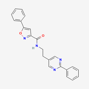 molecular formula C22H18N4O2 B2384073 5-phenyl-N-(2-(2-phenylpyrimidin-5-yl)ethyl)isoxazole-3-carboxamide CAS No. 2034482-59-0