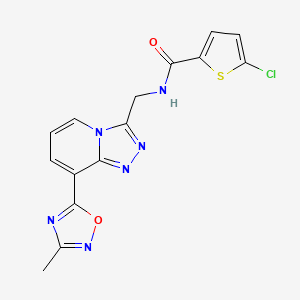 molecular formula C15H11ClN6O2S B2384077 5-chloro-N-((8-(3-methyl-1,2,4-oxadiazol-5-yl)-[1,2,4]triazolo[4,3-a]pyridin-3-yl)methyl)thiophene-2-carboxamide CAS No. 2034532-07-3