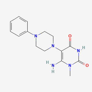 molecular formula C15H19N5O2 B2384088 6-amino-1-methyl-5-(4-phenylpiperazin-1-yl)pyrimidine-2,4(1H,3H)-dione CAS No. 796064-96-5