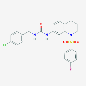 molecular formula C23H21ClFN3O3S B2384106 1-(4-Chlorobenzyl)-3-(1-((4-fluorophenyl)sulfonyl)-1,2,3,4-tetrahydroquinolin-7-yl)urea CAS No. 1203083-68-4
