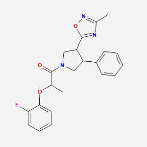 molecular formula C22H22FN3O3 B2384114 2-(2-氟苯氧基)-1-(3-(3-甲基-1,2,4-恶二唑-5-基)-4-苯基吡咯烷-1-基)丙-1-酮 CAS No. 1903882-63-2