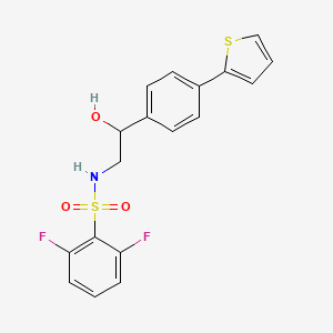 molecular formula C18H15F2NO3S2 B2384124 2,6-Difluoro-N-[2-hydroxy-2-(4-thiophen-2-ylphenyl)ethyl]benzenesulfonamide CAS No. 2380183-29-7