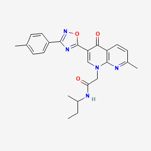 molecular formula C24H25N5O3 B2384125 N-(sec-butyl)-2-(7-methyl-4-oxo-3-(3-(p-tolyl)-1,2,4-oxadiazol-5-yl)-1,8-naphthyridin-1(4H)-yl)acetamide CAS No. 1029770-68-0