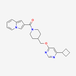 molecular formula C23H26N4O2 B2384129 [4-[(6-Cyclobutylpyrimidin-4-yl)oxymethyl]piperidin-1-yl]-indolizin-2-ylmethanone CAS No. 2380058-96-6
